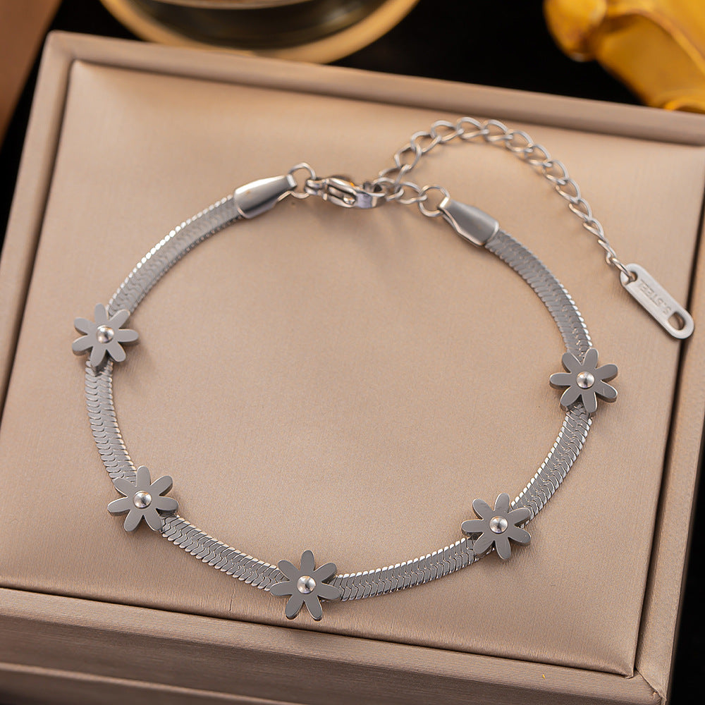Cadena de ósea de la serpiente de la mariposa de flores al por mayor no brazalete de acero de titanio no desanimado